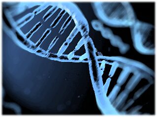 A close up of the dna strand on a black background